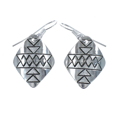 Native American Genuine Sterling Silver Hook Dangle Earrings JX126802